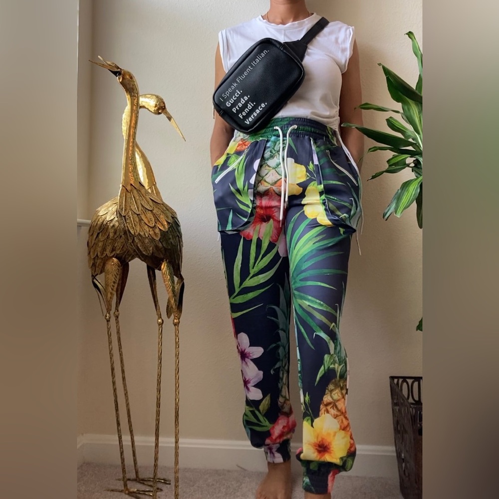 Tropical Print Jogger Pants
